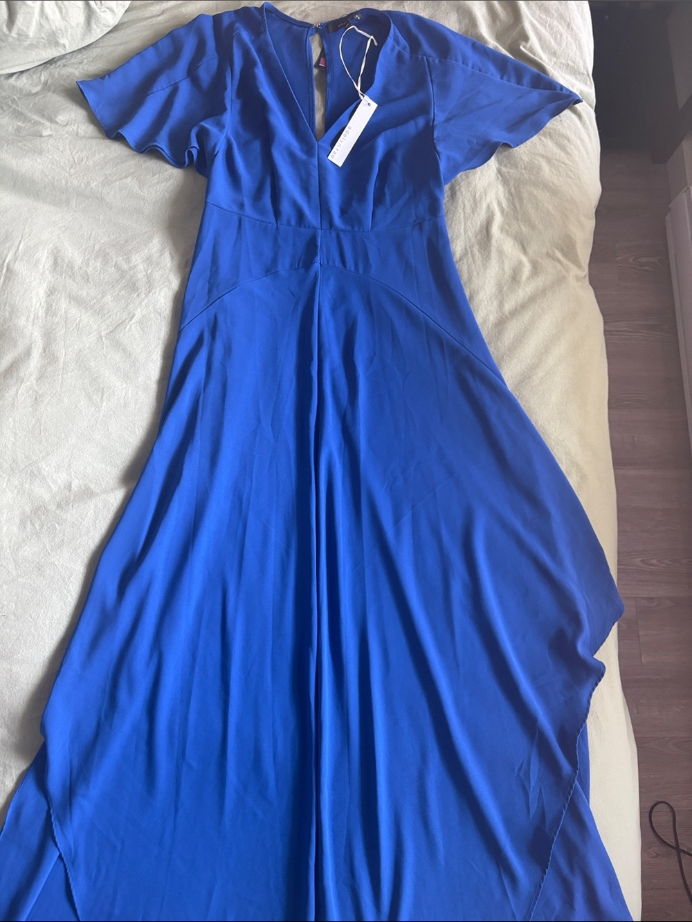 NWT Adelyn Rae Royal Blue Maxi Dress L V-Neck Keyhole Back Formal Gown
